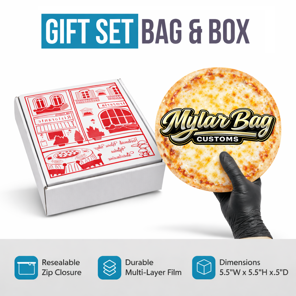 12 Pack Pizza Shaped Premium Foil Storage Organizers & Display Boxes Set (5" x 5") – Assorted Designs
