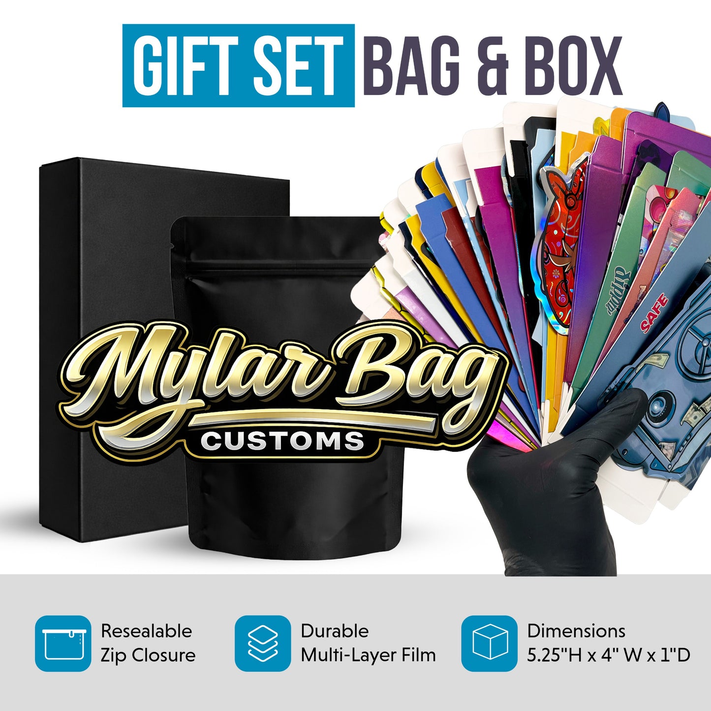 25 Pack Small (3.5" x 5") Premium Foil Storage Organizers with Matching Display Boxes – Assorted Designs