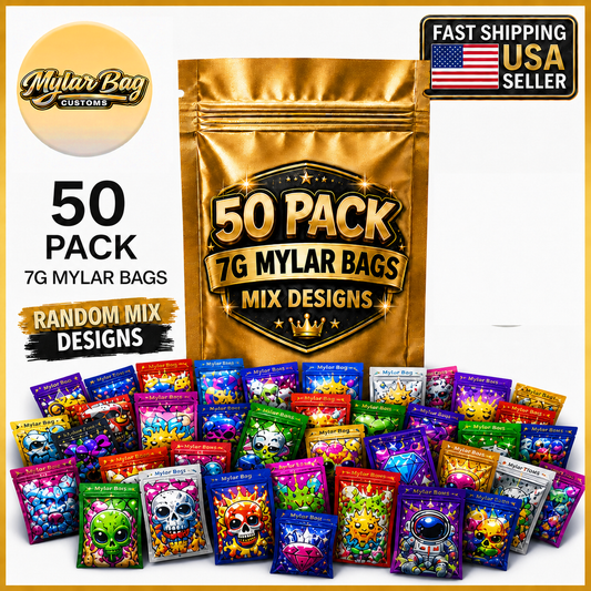 50 Pack Medium (4"x6.25") Premium Foil Storage Organizers – Assorted Designs