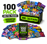 100 Pack Mini (3" x 3.5") Premium Foil Storage Organizers – Assorted Designs