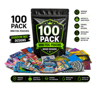 100 Pack Mini (3" x 3.5") Premium Foil Storage Organizers – Assorted Designs