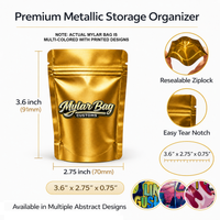 100 Pack Mini (3" x 3.5") Premium Foil Storage Organizers – Assorted Designs