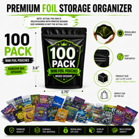 100 Pack Mini (3" x 3.5") Premium Foil Storage Organizers – Assorted Designs