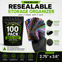 100 Pack Mini (3" x 3.5") Premium Foil Storage Organizers – Assorted Designs