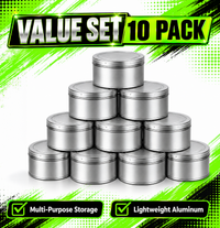 10 Pack Pull-Top Tin Can Style Premium Storage Organizers (2.6" x 1") – Assorted Designs