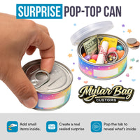 10 Pack Pull-Top Tin Can Style Premium Storage Organizers (2.6" x 1") – Assorted Designs