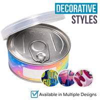10 Pack Pull-Top Tin Can Style Premium Storage Organizers (2.6" x 1") – Assorted Designs