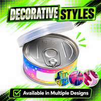 10 Pack Pull-Top Tin Can Style Premium Storage Organizers (2.6" x 1") – Assorted Designs