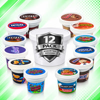 12 Pack Ice Cream Pint Style Premium Storage Organizers with Lids (2.75" x 2.25") – Assorted Designs
