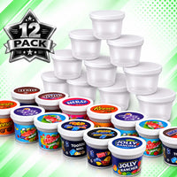 12 Pack Ice Cream Pint Style Premium Storage Organizers with Lids (2.75" x 2.25") – Assorted Designs