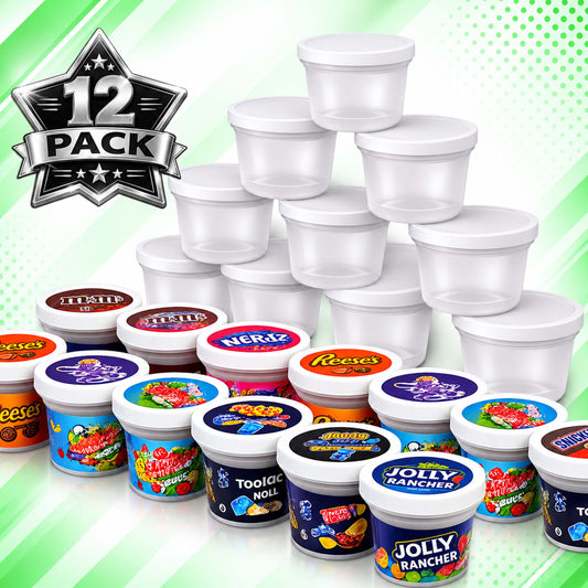 12 Pack Ice Cream Pint Style Premium Storage Organizers with Lids (2.75" x 2.25") – Assorted Designs