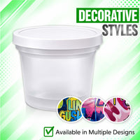 12 Pack Ice Cream Pint Style Premium Storage Organizers with Lids (2.75" x 2.25") – Assorted Designs