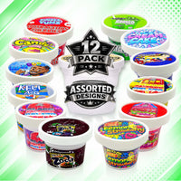 12 Pack Ice Cream Pint Style Premium Storage Organizers with Lids (2.75" x 2.25") – Exotic Assorted Designs
