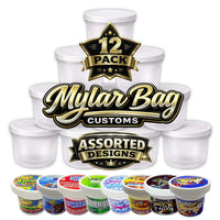 12 Pack Ice Cream Pint Style Premium Storage Organizers with Lids (2.75" x 2.25") – Exotic Assorted Designs