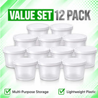 12 Pack Ice Cream Pint Style Premium Storage Organizers with Lids (2.75" x 2.25") – Exotic Assorted Designs