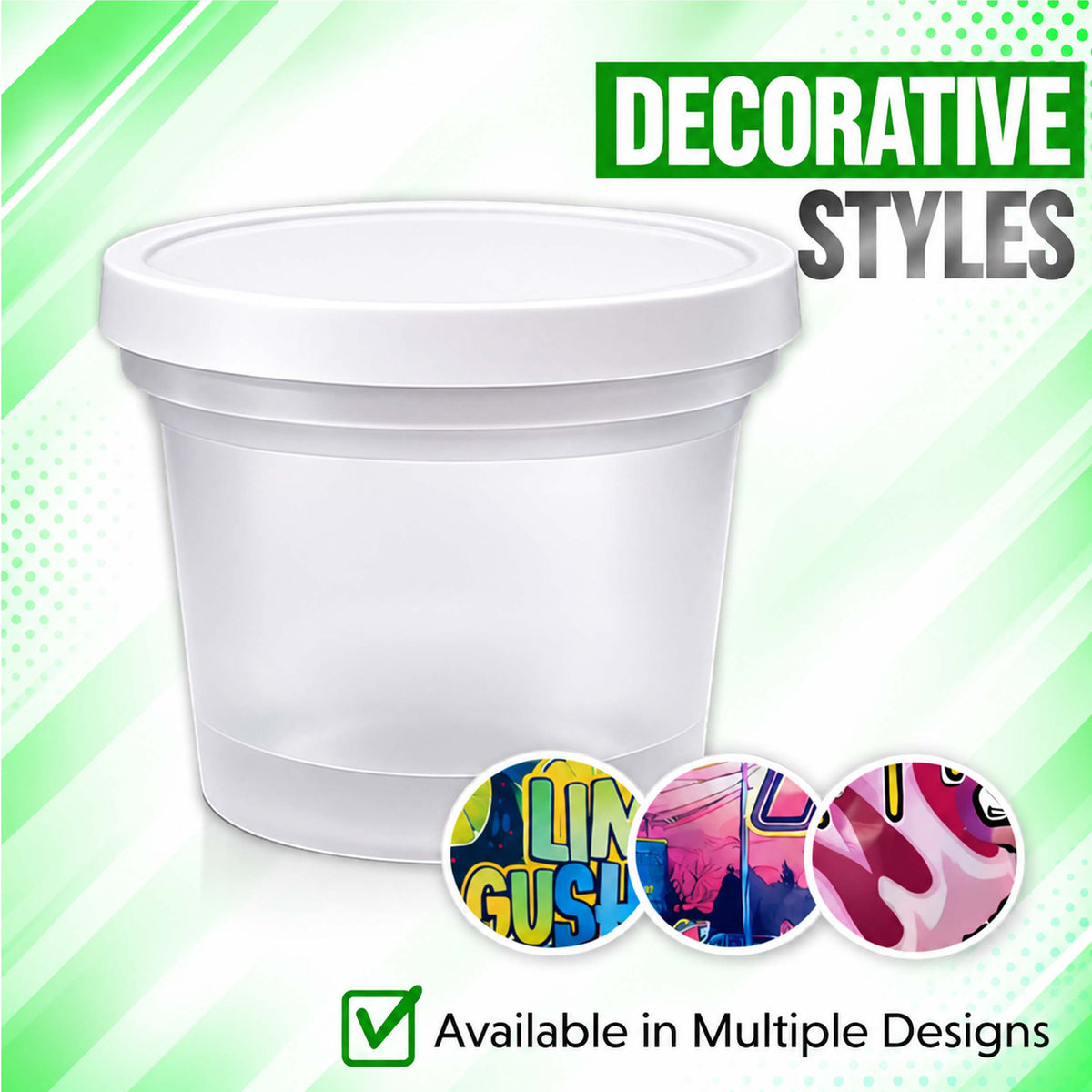12 Pack Ice Cream Pint Style Premium Storage Organizers with Lids (2.75" x 2.25") – Exotic Assorted Designs