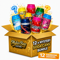 12 Pack Soda Can Style Premium Storage Organizers with Lids (1.5" x 3") – Assorted Designs