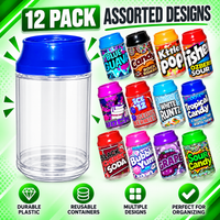 12 Pack Soda Can Style Premium Storage Organizers with Lids (1.5" x 3") – Assorted Designs