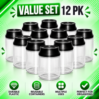 12 Pack Soda Can Style Premium Storage Organizers with Lids (1.5" x 3") – Assorted Designs