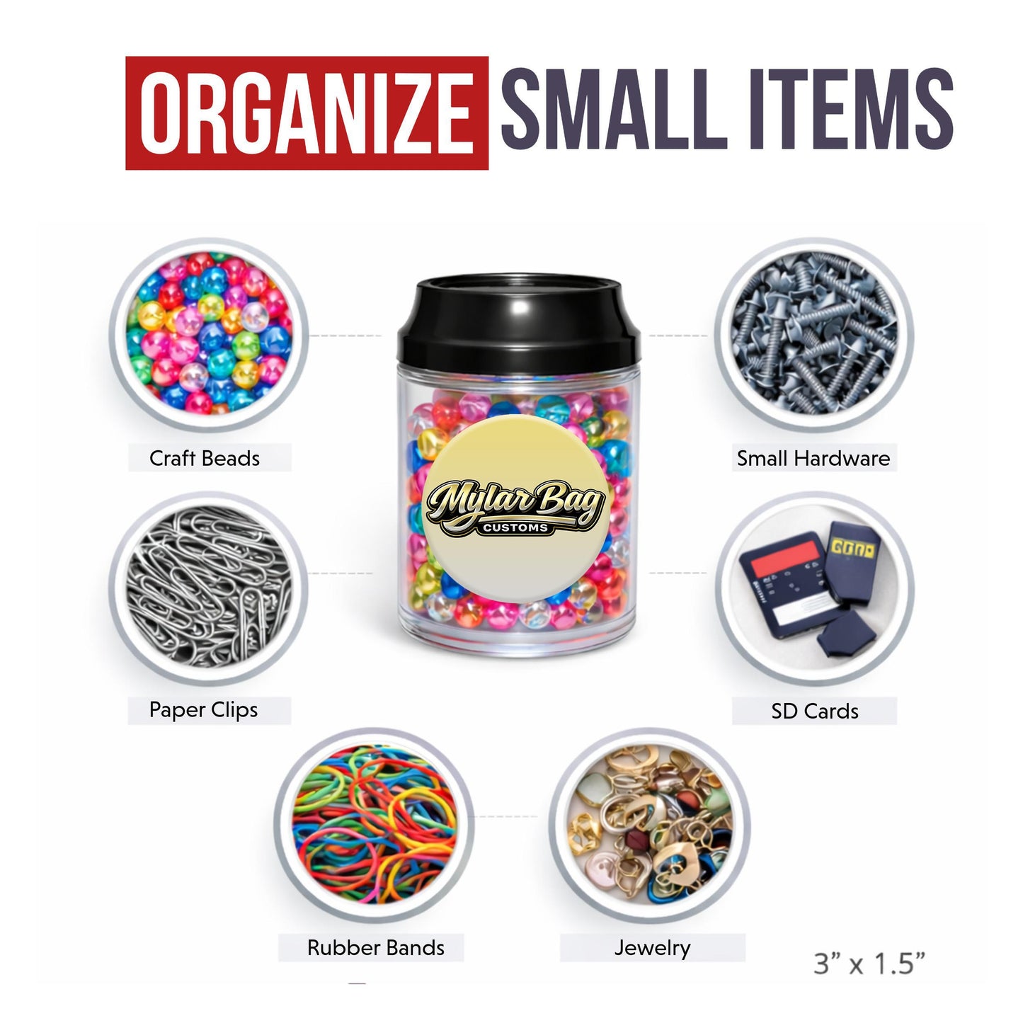 12 Pack Soda Can Style Premium Storage Organizers with Lids (1.5" x 3") – Assorted Designs