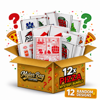 12 Pack Pizza Shaped Premium Foil Storage Organizers & Display Boxes Set (5" x 5") – Assorted Designs
