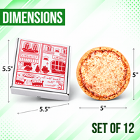 12 Pack Pizza Shaped Premium Foil Storage Organizers & Display Boxes Set (5" x 5") – Assorted Designs