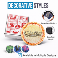 12 Pack Pizza Shaped Premium Foil Storage Organizers & Display Boxes Set (5" x 5") – Assorted Designs