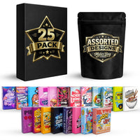 25 Pack Small (3.5" x 5") Premium Foil Storage Organizers with Matching Display Boxes – Assorted Designs