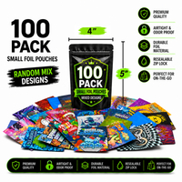 100 Pack Small (4" x 5") Premium Foil Storage Organizers – Assorted Designs