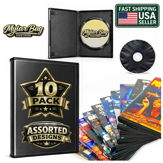 10 Pack DVD Case & Premium Foil Storage Organizer Set (5.5" x 7.5") – Assorted Designs