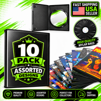 10 Pack DVD Case & Premium Foil Storage Organizer Set (5.5" x 7.5") – Assorted Designs