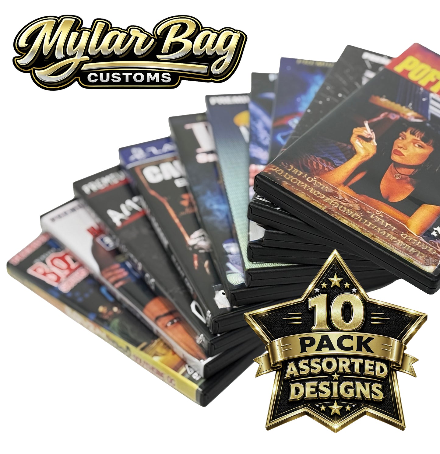 10 Pack DVD Case & Premium Foil Storage Organizer Set (5.5" x 7.5") – Assorted Designs