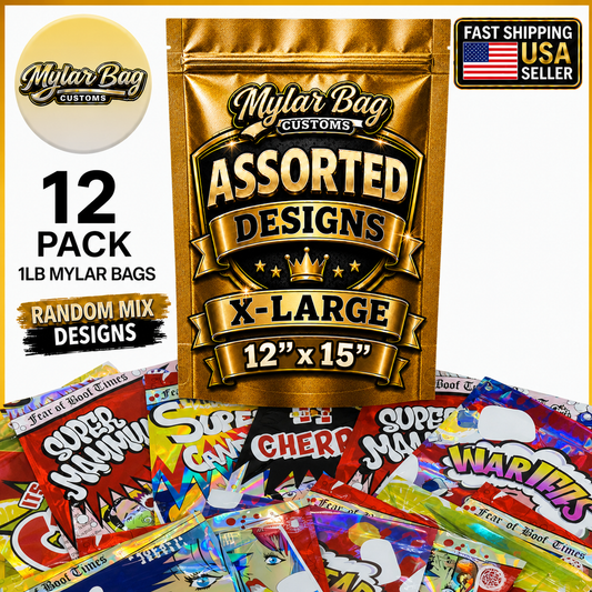 12 Pack X-Large (12" x 15") Premium Foil Storage Organizers – Assorted Designs