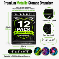 12 Pack X-Large (12" x 15") Premium Foil Storage Organizers – Assorted Designs