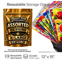 12 Pack X-Large (12" x 15") Premium Foil Storage Organizers – Assorted Designs