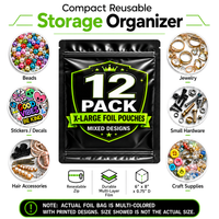 12 Pack X-Large (12" x 15") Premium Foil Storage Organizers – Assorted Designs