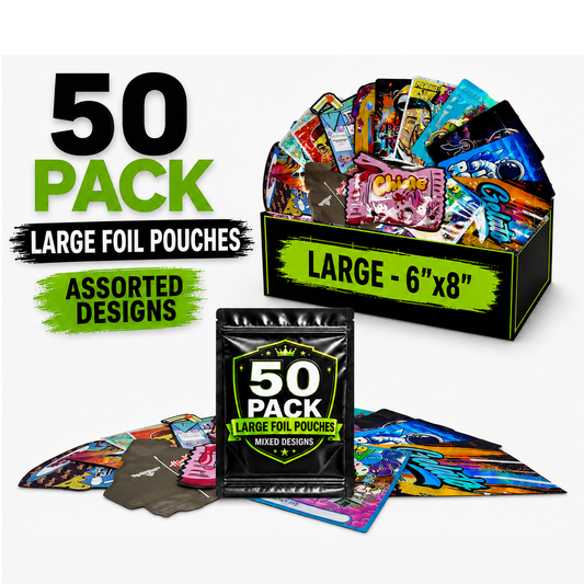 50 Pack Large (6" x 8") Premium Foil Storage Organizers – Assorted Designs