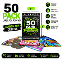 50 Pack Large (6" x 8") Premium Foil Storage Organizers – Assorted Designs