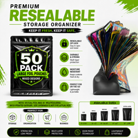 50 Pack Large (6" x 8") Premium Foil Storage Organizers – Assorted Designs