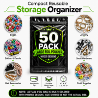 50 Pack Large (6" x 8") Premium Foil Storage Organizers – Assorted Designs