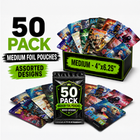 50 Pack Medium (4"x6.25") Premium Foil Storage Organizers – Assorted Designs