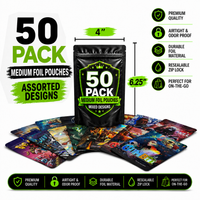 50 Pack Medium (4"x6.25") Premium Foil Storage Organizers – Assorted Designs