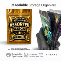 50 Pack Medium (4"x6.25") Premium Foil Storage Organizers – Assorted Designs