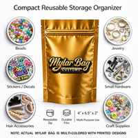 50 Pack Medium (4"x6.25") Premium Foil Storage Organizers – Assorted Designs