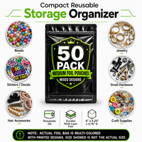 50 Pack Medium (4"x6.25") Premium Foil Storage Organizers – Assorted Designs
