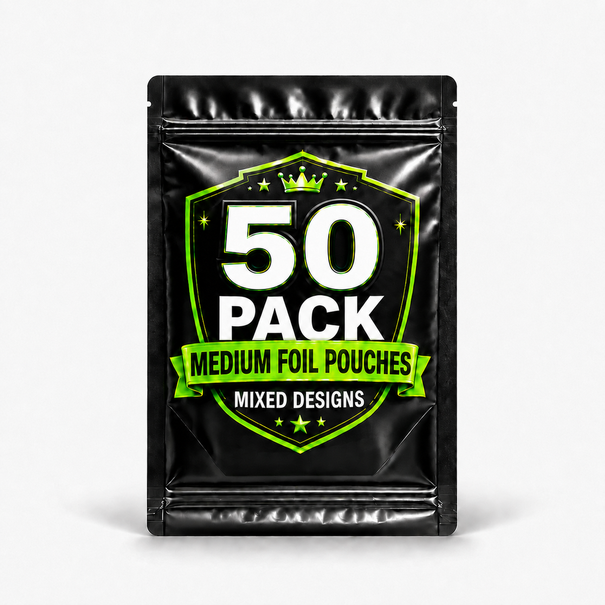 50 Pack Medium (4"x6.25") Premium Foil Storage Organizers – Assorted Designs